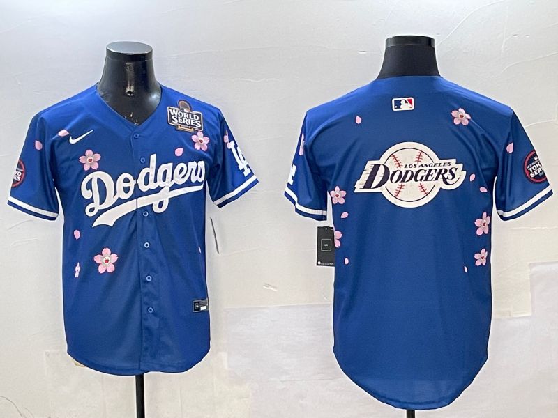 Men Los Angeles Dodgers Blank Blue Sakura Edition 2025 Nike MLB Jersey style 27